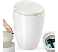 TecTake Tabouret de salle de bain panier à linge fateuil chaise rond avec rangement - diverses couleurs au choix - (Blanc Blanc | No. 402077-3)