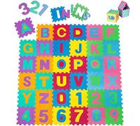 tectake® Puzzle Tapis Mousse bébé Alphabet et Chiffres 86 pièces 36 Dalles 32x32 cm Enfant Bas âge