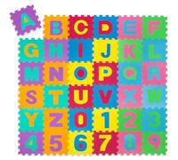 tectake® Tapis de Sol, Dalle Mousse Bébé Puzzle, 86 pcs, 36 Dalles en Mousse EVA, Chiffres et Lettres, 31,5 x 31,5 x 1 cm, Jeux Bebe, Puzzle Enfant, Jeux Eveil Bebe, Jeu Enfant, Tapis sensoriel Bébé