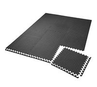 TAPIS DE SOL - TECTAKE - Ensemble de 12 Dalles Carrées EVA - Tapis de sol Sport 12 pièces avec 24 bordures Antidérapant - Noir