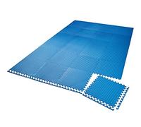 tectake® Tapis de sport, 24 dalles mousse 61 x 61 x 1 cm, Mousse EVA, Tapis de gym, Isolant thermique et acoustique, Musculation, Fitness, Gym, Yoga, Sol salle de sport, Dalle garage, Tatami, Bleu