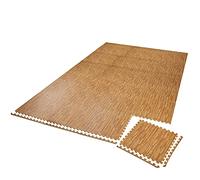 tectake® Tapis de sport, 24 dalles mousse 61 x 61 x 1 cm, Mousse EVA, Tapis de gym, Isolant thermique et acoustique, Musculation, Fitness, Gym, Yoga, Sol salle de sport Dalle garage Tatami, Effet bois