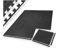 TecTake Lot de Tapis de Protection Tapis de Fitness | Antidérapant, antitaches | Système emboîtable Extensible - diverses quantités et modèles (24x Noir | no. 404133)