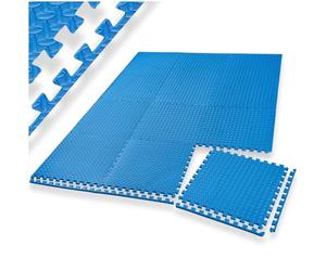 tectake® Tapis de sport, 24 dalles mousse 61 x 61 x 1 cm, Mousse EVA, Tapis de gym, Isolant thermique et acoustique, Musculation, Fitness, Gym, Yoga, Sol salle de sport, Dalle garage, Tatami, Bleu