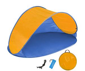 tectake® Tente de Plage Pop Up Anti UV - Montage Rapide et Sac de Transport - Abri de Plage Auvent Parasol Tente Pliante Paravent Pare Soleil Pic Nique Jardin - 220 x 120 x 100 cm - Orange Bleu