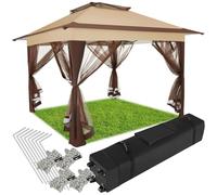tectake® Tonnelle de Jardin 364x364x294cm en Acier époxy Pliable Tente de réception, Imperméable, 4 Panneaux, Sac de Transport Inclus, Tonnelle terrasse Exterieur Tente de réception Mariage Baptême