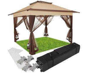 tectake® Tonnelle de Jardin 364x364x294cm en Acier époxy Pliable Tente de réception, Imperméable, 4 Panneaux, Sac de Transport Inclus, Tonnelle terrasse Exterieur Tente de réception Mariage Baptême