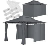 tectake® Tonnelle de Jardin 4x3m en Acier époxy Tente de réception, Imperméable, Protection UVP 50+, Rideaux de tonnelle Inclus, Montage Facile, Tonnelle terrasse Exterieur Barnum Mariage Baptême