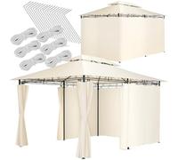 tectake® Tonnelle de Jardin 4x3m en Acier époxy Tente de réception, Imperméable, Protection UVP 50+, Rideaux de tonnelle Inclus, Montage Facile, Tonnelle terrasse Exterieur Barnum Mariage Baptême