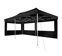 TECTAKE Tonnelle de Jardin Terrasse Pliante Autoportée Réglable 6 x 3 m Structure en Aluminium à 2 Parois Noir + Sac de Transport