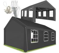 tectake® Tonnelle de Jardin 6x4 m autoportée Tente de réception, Structure en Acier, Rideaux de Toile à fenêtres, Bâche de Toit Incluse Tonnelle terrasse Exterieur - Gris