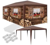 tectake® Tonnelle de Jardin exterieur style Chalet Tente de Reception 6x3m Protection UV Barnum Chapiteau Gazebo Pavillon de Jardin résistant à l'eau avec Parois amovibles, Cadre solide en Acier époxy