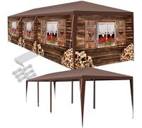 tectake® Tonnelle de Jardin exterieur style Chalet Tente de Reception 9x3m Protection UV Barnum Chapiteau Gazebo Pavillon de Jardin résistant à l'eau avec Parois amovibles, Cadre solide en Acier époxy
