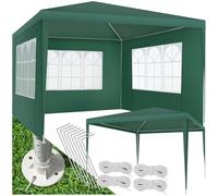 tectake® Tonnelle de Jardin Exterieur Tente de Reception 3x3m Protection UV 30+, Cadre Extra Solide en Acier époxy, Barnum Chapiteau Gazebo Pavillon de Jardin, résistant à l'eau avec Parois Amovibles
