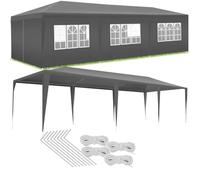 tectake® Tonnelle de Jardin Exterieur Tente de Reception 9x3m Protection UV 30+, Barnum Chapiteau Gazebo Pavillon de Jardin, résistant à l'eau avec Parois Amovibles, Cadre Robuste en Acier époxy