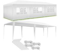 tectake® Tonnelle de Jardin Exterieur Tente de Reception 9x3m Protection UV 30+, Barnum Chapiteau Gazebo Pavillon de Jardin, résistant à l'eau avec Parois Amovibles, Cadre Robuste en Acier époxy