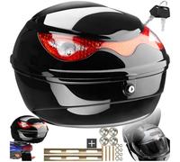 tectake® Top Case Universel 22L pour Scooter Moto Quad Buggy avec Kit de fixation & 2 Clés de sécurité, Porte bagages, Réflecteur extralarge, Coffre arrière Casque moto Caisse quad Accessoires scooter