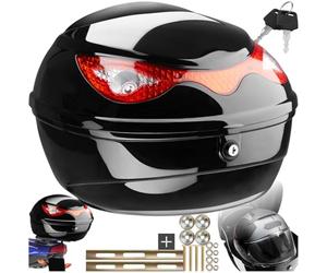 tectake® Top Case Universel 22L pour Scooter Moto Quad Buggy avec Kit de fixation & 2 Clés de sécurité, Porte bagages, Réflecteur extralarge, Coffre arrière Casque moto Caisse quad Accessoires scooter