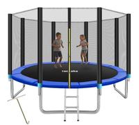 tectake® Trampoline, Ø 366 cm, Toile élastique 318 cm, Ressorts Solides