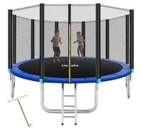 tectake® Trampoline de Jardin Extérieur Trampoline Rond avec Échelle, Filet de Protection & Tour de Trampoline rembourré, Enfants Adultes Certifié TÜV GS pour Une Sécurité Maximale - Diverses Tailles