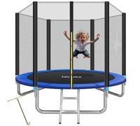 tectake® Trampoline de Jardin Extérieur Ø 244 cm Trampoline Rond avec Échelle, Filet de Protection & Tour rembourré, Enfants Adultes Certifié GS pour Une Sécurité Maximale