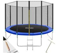 tectake® Trampoline de Jardin Extérieur Ø 396 cm Trampoline Rond avec Échelle, Filet de Protection & Tour rembourré, Enfants Adultes Certifié GS pour Une Sécurité Maximale