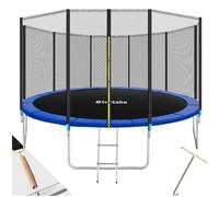 tectake® Trampoline de Jardin Extérieur Trampoline Rond avec Échelle, Filet de Protection & Tour de Trampoline rembourré, Enfants Adultes Certifié TÜV GS pour Une Sécurité Maximale - Diverses Tailles