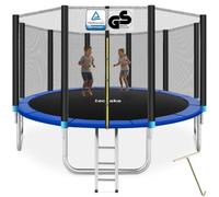 tectake® Trampoline de Jardin Extérieur Trampoline Rond avec Échelle, Filet de Protection & Tour de Trampoline rembourré, Enfants Adultes Certifié TÜV GS pour Une Sécurité Maximale - Diverses Tailles