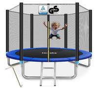tectake® Trampoline, Trampoline de Jardin, Ø 244/305/366/396/427/457 cm, Certifié GS, Équipement de Fitness pour Entraînement d'endurance, Filet de sécurité pour Enfants, Échelle, Bordure rembourrée