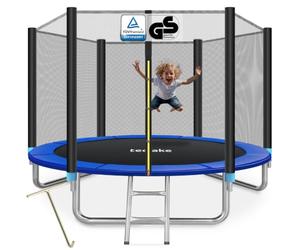 tectake® Trampoline, Trampoline de Jardin, Ø 244/305/366/396/427/457 cm, Certifié GS, Équipement de Fitness pour Entraînement d'endurance, Filet de sécurité pour Enfants, Échelle, Bordure rembourrée