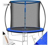 Trampoline - TECTAKE - Trampoline JUMPY certifié GS en acier avec filet de sécurité et échelle d'accès Ø 244 cm - Noir/Bleu