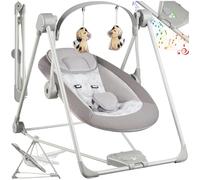 tectake® Transat bébé Balancelle électrique pliable avec Arche portique eveil bebe Peluche, Musique relaxante, Harnais à 5 points Cadeau de naissance Nouveau né jusqu'à 9 kg, Équipement Chambre bebe