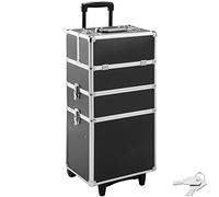 tectake® Valise à roulettes 35 x 25 x 68 cm, Malette Maquillage 3 Niveaux, Vanity Case, Beauty Case, Trolley Professionnel, Valise Maquillage, Malette Rangement Manucure, Coiffure, Esthétique, Noir