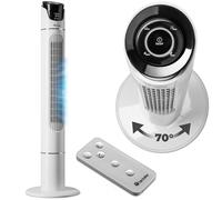 tectake® Ventilateur Colonne Ventilateur Silencieux & Oscillant 110 cm 3 Vitesses Minuterie avec Télécommande Ecran LED Blanc Ventilateur portable pour Bureau Chambre Salon Maison