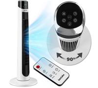 tectake® Ventilateur Colonne 93 cm, 3 modes 3 vitesses, Minuterie 12h, Télécommande, Oscillation à 90°, Ecran tactile & Affichage LED, Ventilateur Silencieux, Faible consommation d'énergie - Blanc