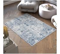 TecTake Zjxsneh Tapis de salon moderne, design oriental, antidérapant, lavable, à poils courts extra doux, tapis de salon, chambre à coucher, lavable en machine, 170 x 120 cm, bleu