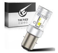 TECTICO Ampoule BA20D S2 LED Phare Moto, 12V CC 35/35W, Blanc Froid 6000K, Feux Croisement et Route Ultra-Lumineux, Remplacement Moto et Scooter, 1 Unité