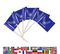 Tectsia Lot de 100 cure-dents de l'armée de l'air américaine, petit bâton de l'armée de l'air américaine, décoration de gâteau, drapeau pour fête militaire américaine, événements, célébration