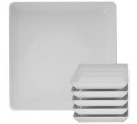 Tectsia Lot de 5 soucoupes carrées de 45,7 cm pour pots de fleurs, récupérateur d'eau pour plantes, plaques d'arrosage avec fond en plastique pour intérieur et extérieur, blanc