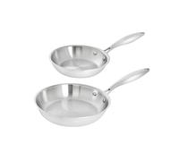 TeCuisine - Lot de 2 Poêles Inox 18/10 Triply - 18 cm - 24 cm - Sans Revêtement - Sans PFAS, PFOA, PTFE - Compatible Tous Feux Dont Induction - Manche Riveté Froid - Cuisson Saine et Durable