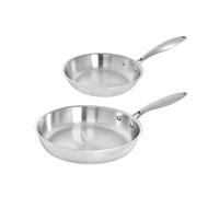 TeCuisine - Lot de 2 Poêles Inox 18/10 Triply - 20 cm - 26 cm - Sans Revêtement - Sans PFAS, PFOA, PTFE - Compatible Tous Feux Dont Induction - Manche Riveté Froid - Cuisson Saine et Durable