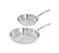 TeCuisine - Lot de 2 Poêles Inox 18/10 Triply - 20 cm - 28 cm - Sans Revêtement - Sans PFAS, PFOA, PTFE - Compatible Tous Feux Dont Induction - Manche Riveté Froid - Cuisson Saine et Durable