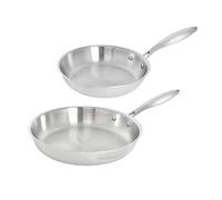 TeCuisine - Lot de 2 Poêles Inox 18/10 Triply - 24 cm - 28 cm - Sans Revêtement - Sans PFAS, PFOA, PTFE - Compatible Tous Feux Dont Induction - Manche Riveté Froid - Cuisson Saine et Durable