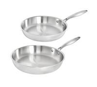 TeCuisine - Lot de 2 Poêles Inox 18/10 Triply - 26 cm - 30 cm - Sans Revêtement - Sans PFAS, PFOA, PTFE - Compatible Tous Feux Dont Induction - Manche Riveté Froid - Cuisson Saine et Durable