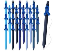 TecUnite Lot de 100 stylos à bille pour sensibilisation au cancer du côlon avec ruban bleu - Accessoires de sensibilisation au cancer du côlon et à l'autisme - Accessoires pour dons de bienfaisance