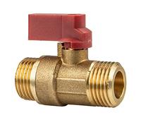tecuro CW617N Mini robinet à boisseau sphérique avec filetage extérieur G 1/2" des deux côtés, raccord à joint plat possible, laiton nu