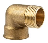 tecuro Équerre en laiton 90° - Filetage intérieur x extérieur 3/4" - Laiton nu CW617N - Conforme à la réglementation sur l'eau potable 50930-6