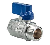 tecuro Mini robinet à boisseau sphérique filetage intérieur Rp 1/4" x filetage extérieur G 1/4" (DN6), plage de température de -5 °C à +100 °C, laiton nickelé