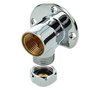 tecuro Plaque murale d'angle - Montage en saillie - 90° - Avec filetage intérieur Rp 1/2" x 3/8" avec raccord à compression de 10 mm de diamètre - Laiton CW617N selon la réglementation sur l'eau