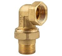 tecuro Raccord coudé IG x AG 1", joint plat - Laiton nu CW617N conformément à la réglementation sur l'eau potable 50930-6